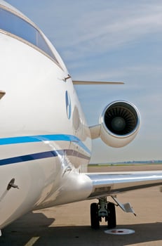 business plane parked at the airport photo