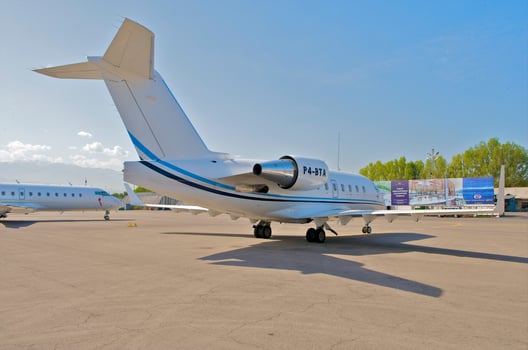 business plane parked at the airport photo