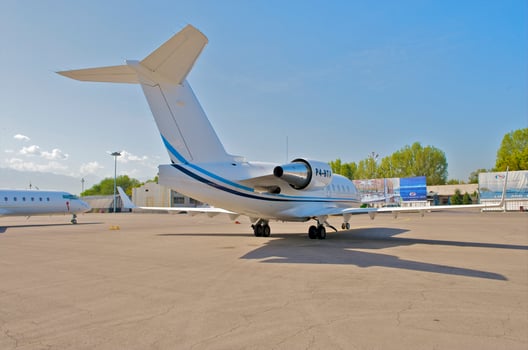 business plane parked at the airport photo