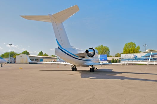business plane parked at the airport photo