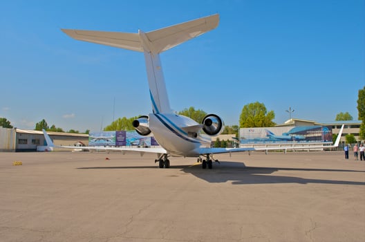 business plane parked at the airport photo