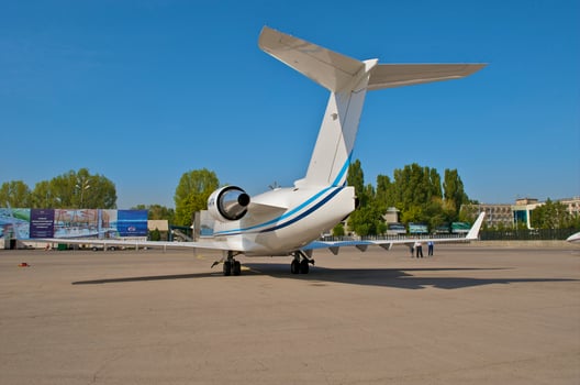 business plane parked at the airport photo