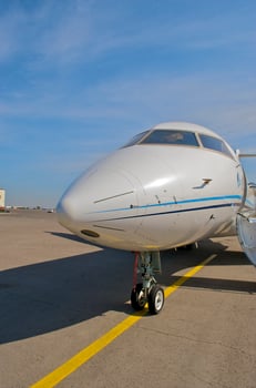 business plane parked at the airport photo