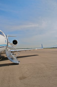 business plane parked at the airport photo