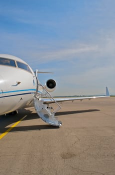 business plane parked at the airport photo