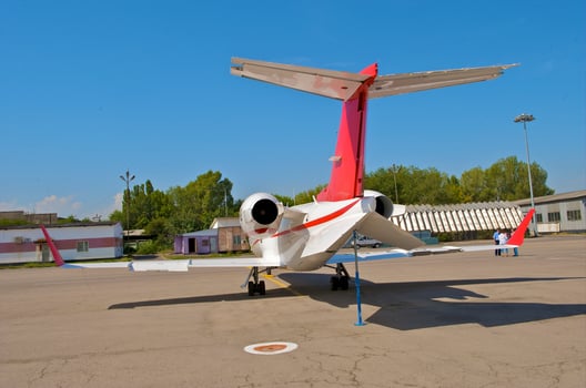 business plane parked at the airport photo