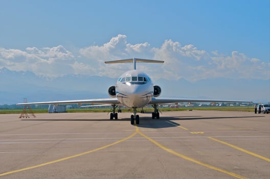 business plane parked at the airport photo