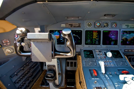 pilot cockpit in an VIP commercial airplane photo