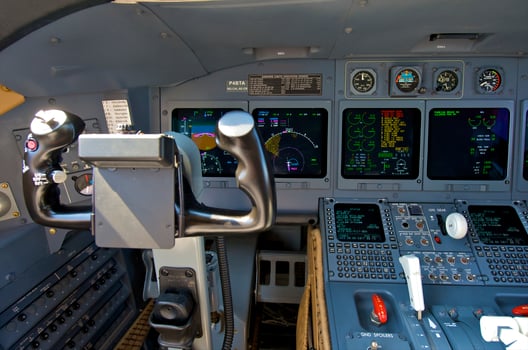 pilot cockpit in an VIP commercial airplane photo
