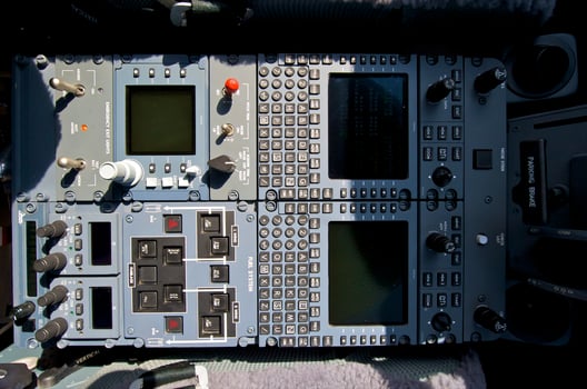 pilot cockpit in an VIP commercial airplane photo