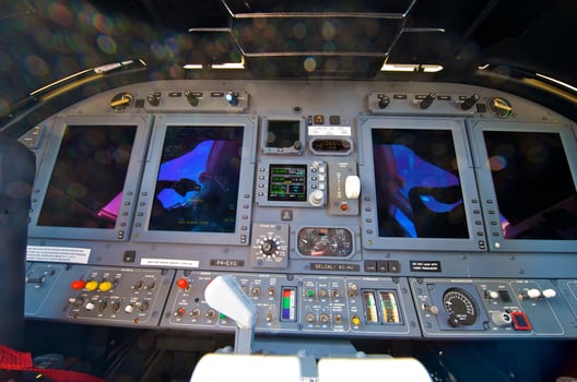 pilot cockpit in an VIP commercial airplane photo
