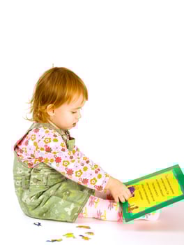 girl reads the book photo