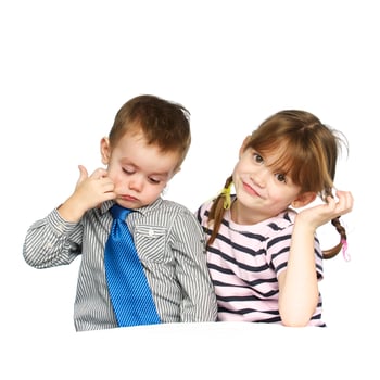 Brother and sister in the studio photo
