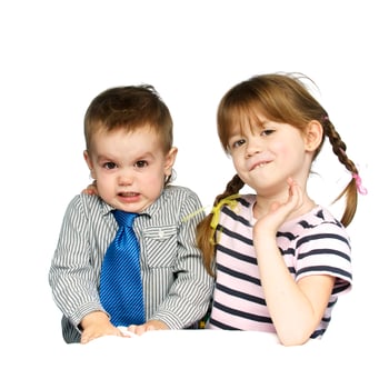 Brother and sister in the studio photo