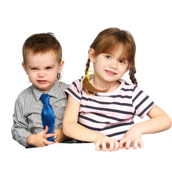 Brother and sister in the studio photo