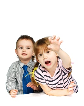 Brother and sister in the studio photo
