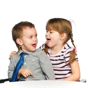 Brother and sister in the studio photo