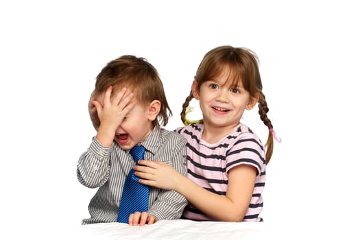 Brother and sister in the studio photo
