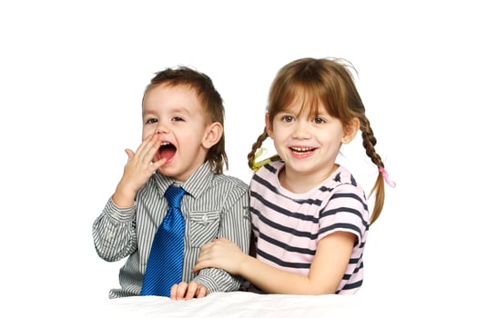 Brother and sister in the studio photo