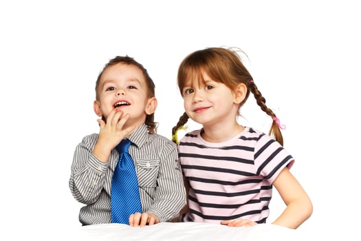 Brother and sister in the studio photo