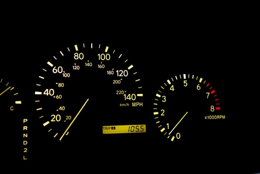 Instrument panel with the speedometer and the tachometer photo