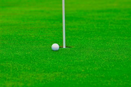Game in the golf club against the background of the green juicy grass photo