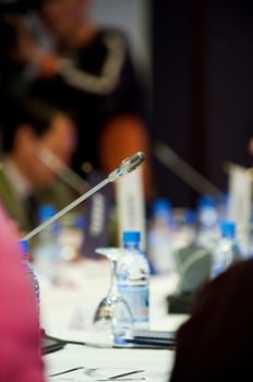 Microphone for the speaker in a conference to a hall photo