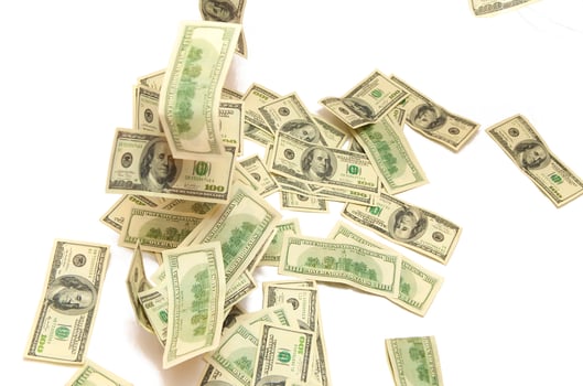 American dollars arranged in stacks of 100 bills each photo