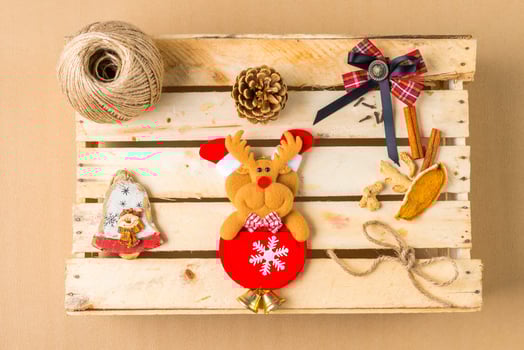 Christmas deer over wooden table photo