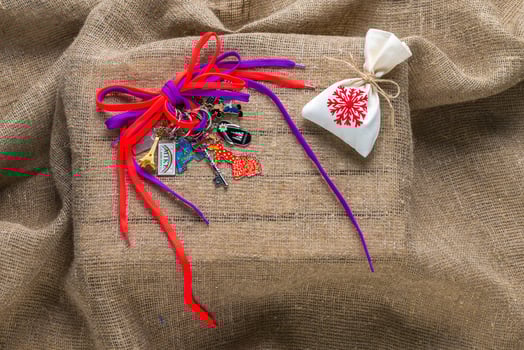 Trinkets for keys in Christmas decor photo