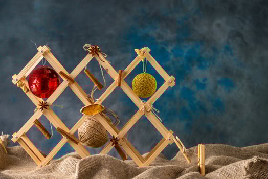 Christmas toy on natural sackcloth background photo