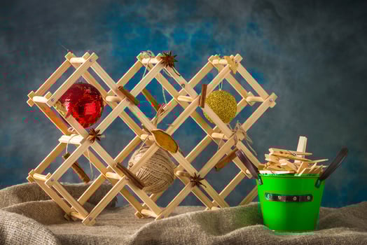 Christmas toy on natural sackcloth background photo