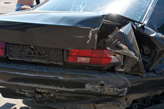 Front part of a crashed car wreck photo