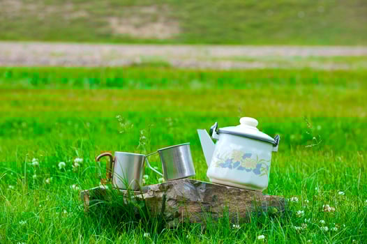 Camping staff on the mount photo