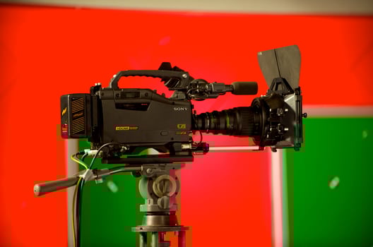 professional camera on a tripod photo