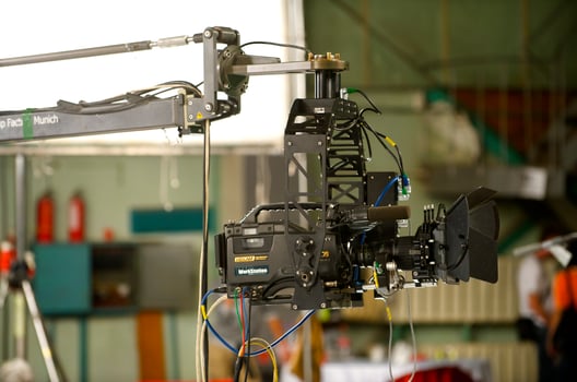 professional camera on a tripod photo