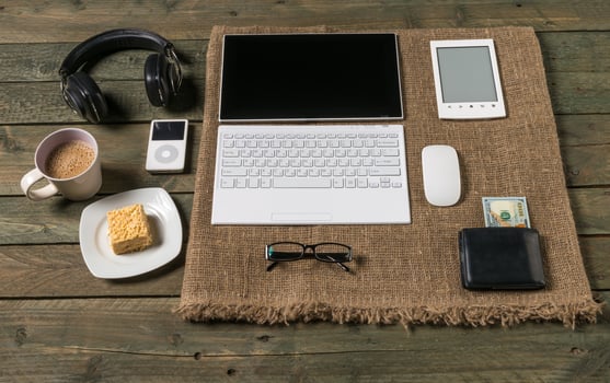 Mock up of business stuff on wooden board. photo