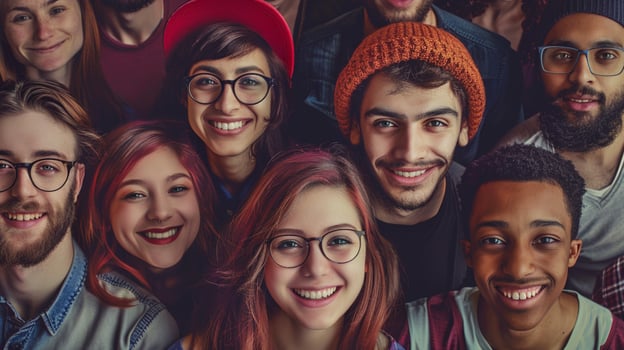 a diverse group of young adults smiling looking photo