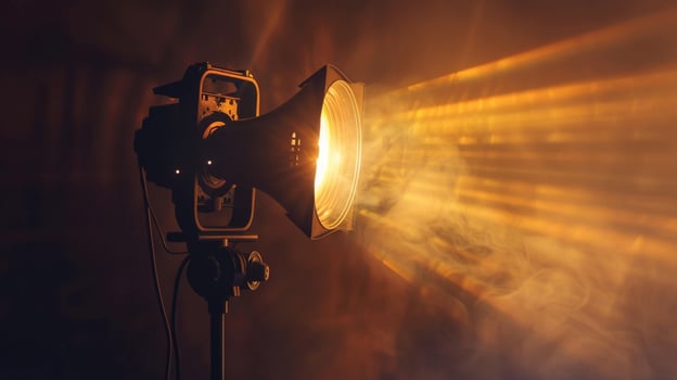 aesthetic background with light sunset projector photo
