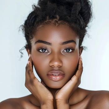 beauty black woman skin care white background photo