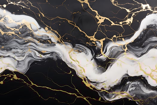 Black marble texture with white and gold lines created photo