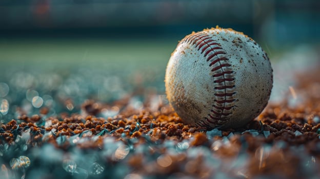 Baseball on Wet Field photo