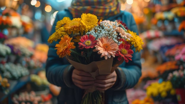Woman Standing in Front of Flowers photo