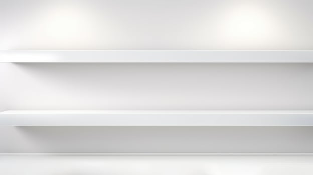 shelf bookshelf clean display on white wall, ai photo