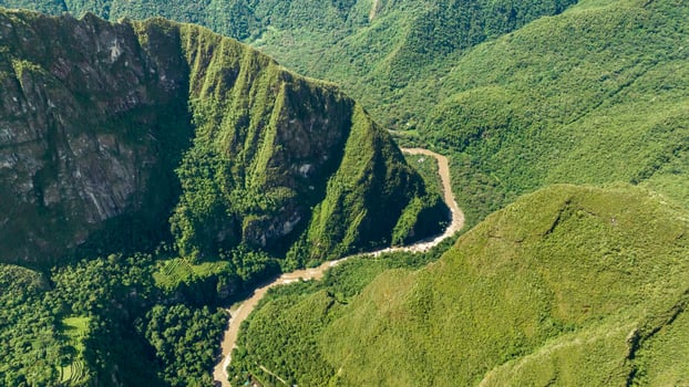 Urubamba river in Machu Picchu, Peru. Aerial view photo