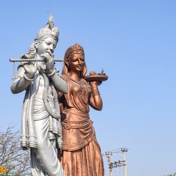 Big statue of Lord Radha Krishna near Delhi International airport, Delhi, India, Lord Krishna and Radha big statue touching sky at main highway Mahipalpur, Delhi photo