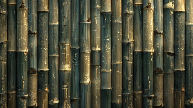 Composite bamboo fence with symmetrical pattern made from bamboo sticks photo