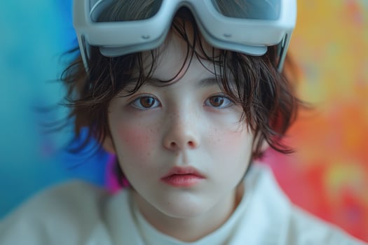 Vibrant Colors Surrounding a Person in White VR Headset photo