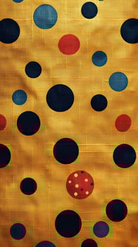Vibrant Polka Dot Pattern on Textured Golden Fabric photo