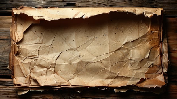 Aged Elegance. Vintage Paper Texture on Rustic Wooden Background photo